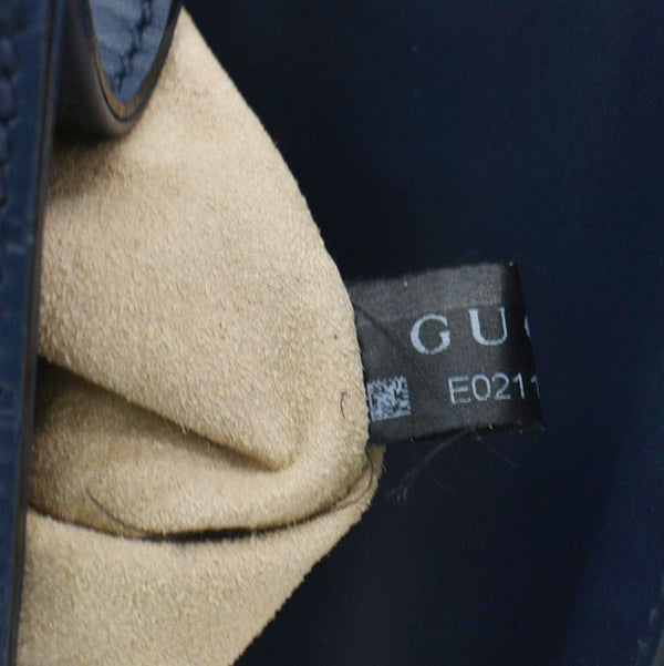 GUCCI Signature Padlock Small Leather Top Handle Shoulder Bag Blue 409487