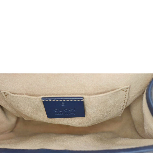 GUCCI Signature Padlock Small Leather Top Handle Shoulder Bag Blue 409487