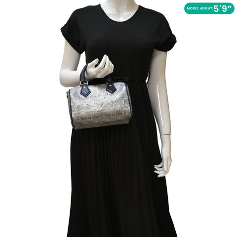 LOUIS VUITTON Monoglam Speedy Bandouliere 20 Jacquard Canvas Shoulder Bag Navy