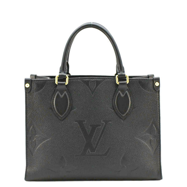LOUIS VUITTON Onthego PM Monogram Empreinte Leather Tote Shoulder Bag Black
