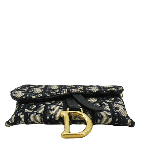 CHRISTIAN DIOR Nano Saddle Oblique Chain Wallet Navy Blue
