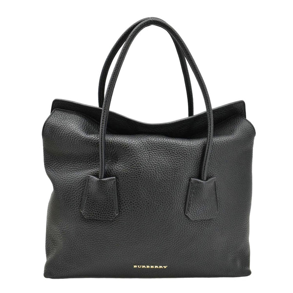 BURBERRY Baynard Medium Grainy Calfskin Leather Tote Bag Blackback side