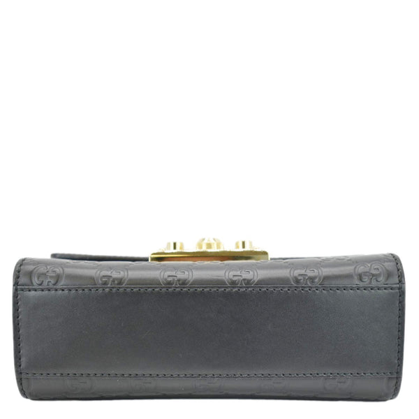 GUCCI Signature Padlock Leather Top Handle Shoulder Bag Black 409487