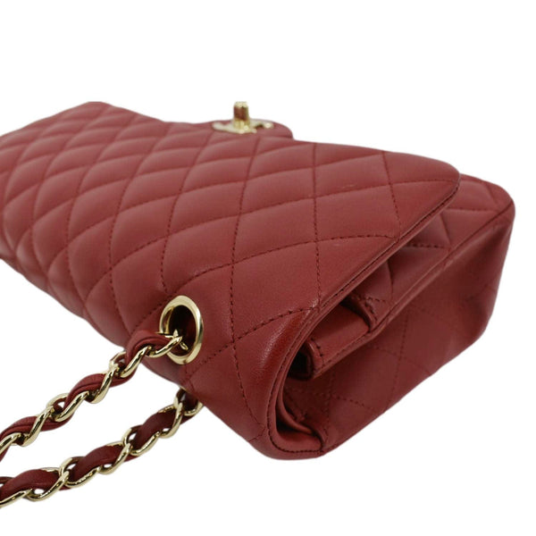 CHANEL Classic Medium Double Flap Quilted Leather Shoulder Bag Red
