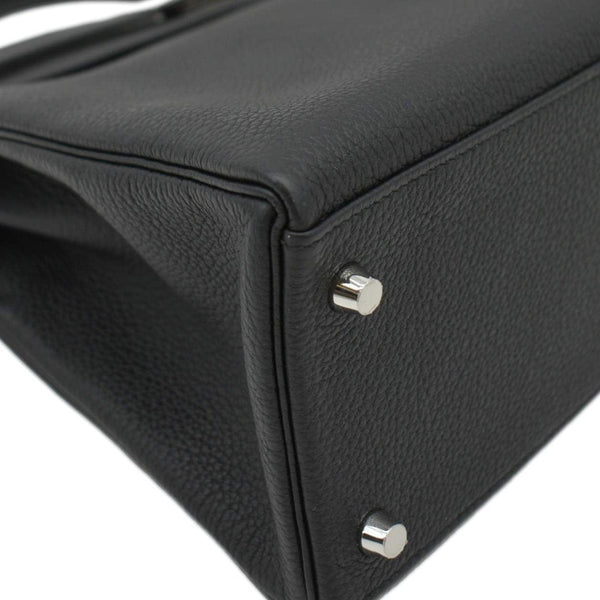HERMES Kelly 32 Togo Leather Tote Shoulder Bag Black
