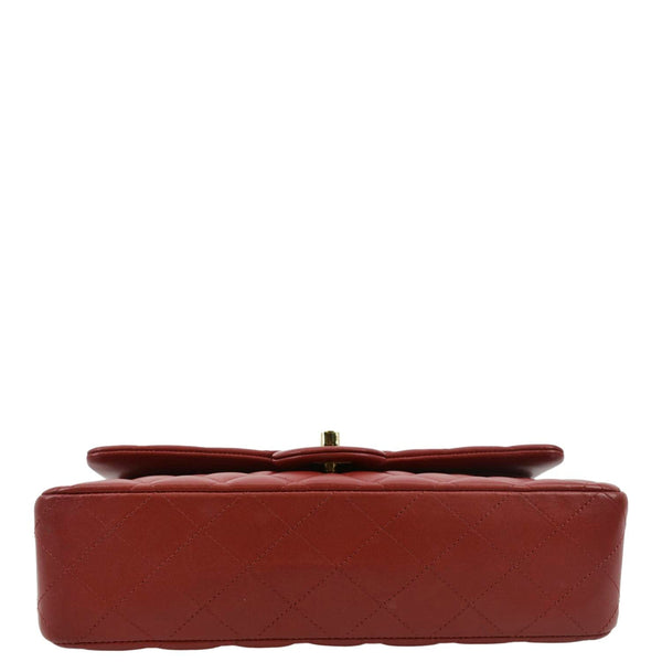 CHANEL Classic Medium Double Flap Quilted Leather Shoulder Bag Red