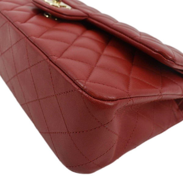 CHANEL Classic Medium Double Flap Quilted Leather Shoulder Bag Red