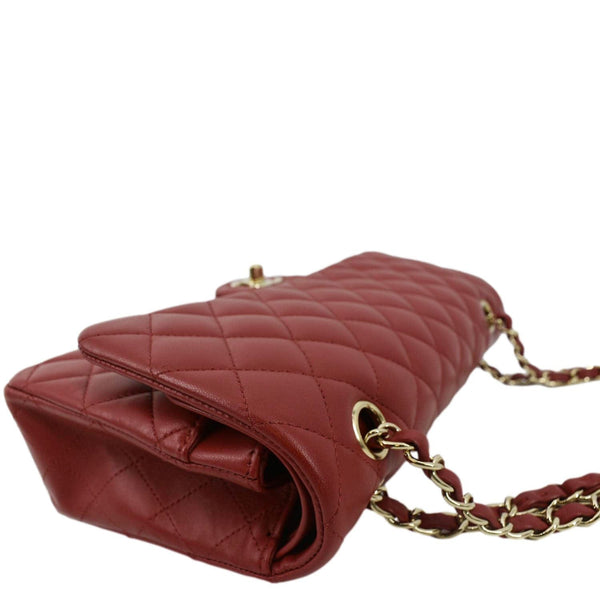 CHANEL Classic Medium Double Flap Quilted Leather Shoulder Bag Red