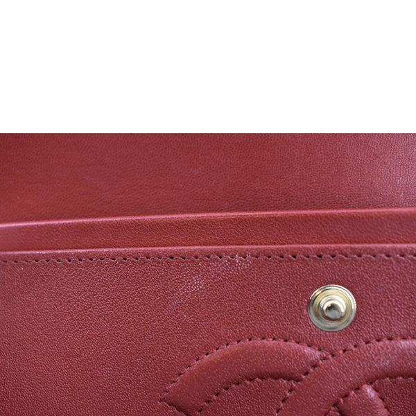 CHANEL Classic Medium Double Flap Quilted Leather Shoulder Bag Red