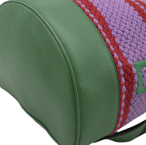 GUCCI Capri Striped Drawstring Woven fabric Bucket Backpack Bag Multicolor 663665