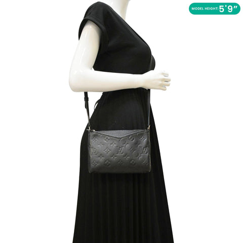 LOUIS VUITTON Pallas Monogram Empreinte Clutch Crossbody Bag Black