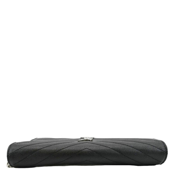 YVES SAINT LAURENT Envelope Chevron Leather Chain Wallet Crossbody Bag Black