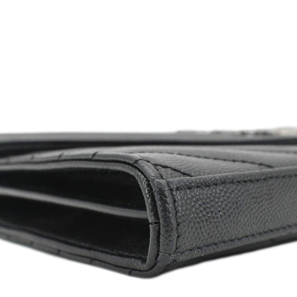 YVES SAINT LAURENT Envelope Chevron Leather Chain Wallet Crossbody Bag Black
