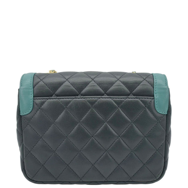 CHANEL Black vegan leather crossbody bag with gold chain