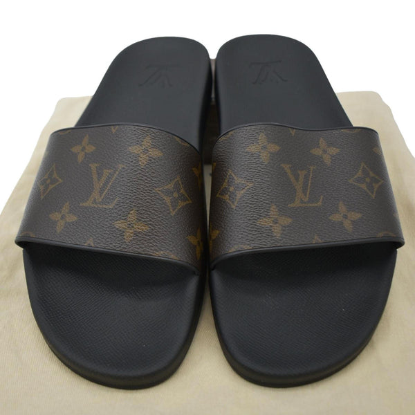 LOUIS VUITTON Sunbath Monogram Canvas Slide Sandals Brown US 6