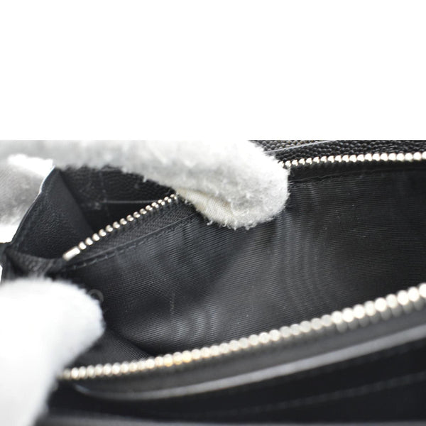 YVES SAINT LAURENT Envelope Chevron Leather Chain Wallet Crossbody Bag Black