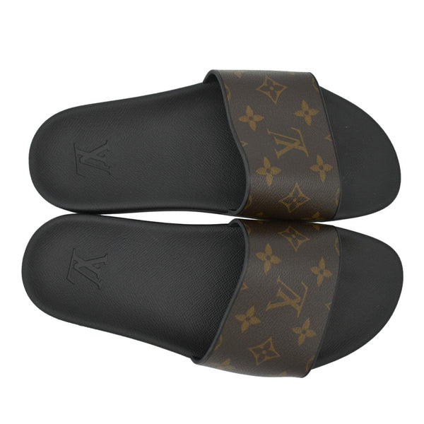 LOUIS VUITTON Sunbath Monogram Canvas Slide Sandals Brown US 6