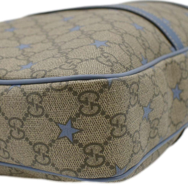 GUCCI Brown canvas briefcase blue straps