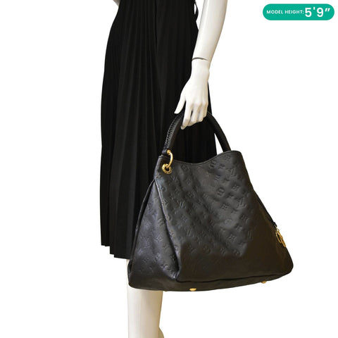 LOUIS VUITTON Artsy MM Monogram Empreinte Leather Shoulder Bag Noir Black