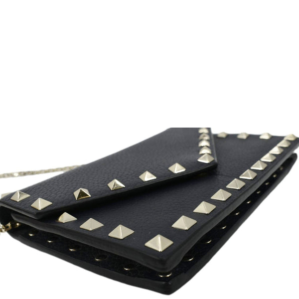 VALENTINO Rockstud Leather Wallet On Chain Crossbody Bag Navy Blue