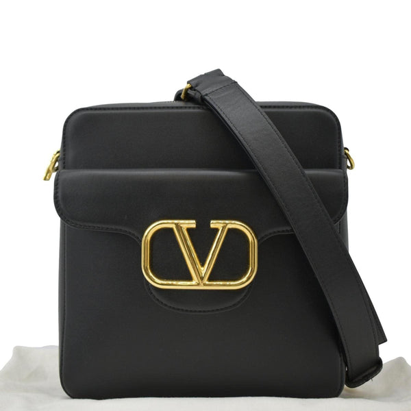 VALENTINO Garavani V Logo Leather Crossbody Bag Black