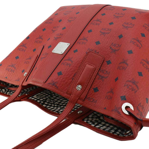 MCM Reversible Liz Large Visetos Canvas Shopper Tote Bag Red