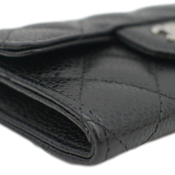 CHANEL Black Quilted Caviar Leather hand bag lower left corner view