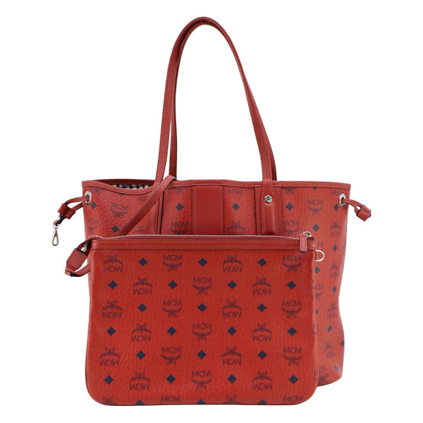MCM Reversible Liz Large Visetos Canvas Shopper Tote Bag Red