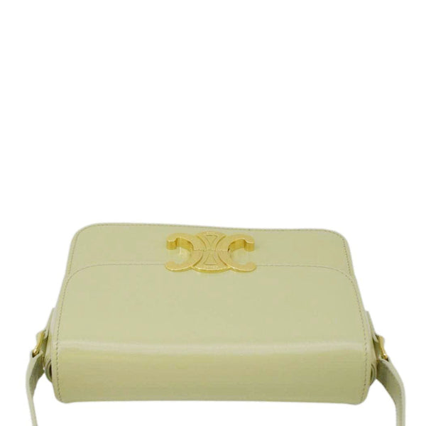 CELINE Teen Triomphe Leather Shoulder Bag Almond Green