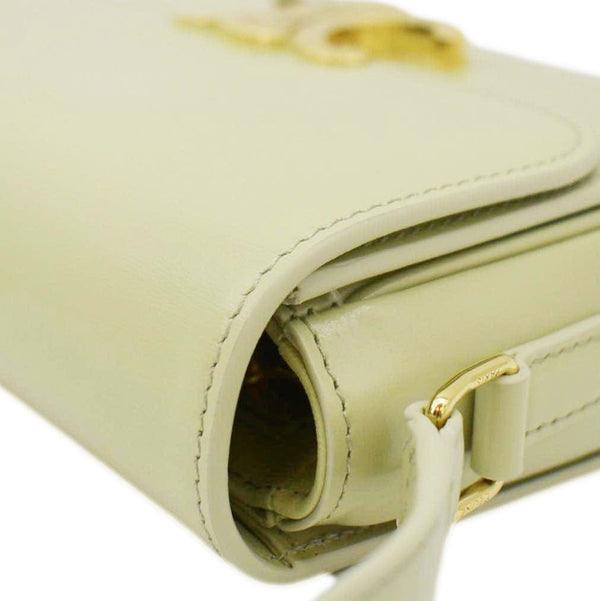 CELINE Teen Triomphe Leather Shoulder Bag Almond Green