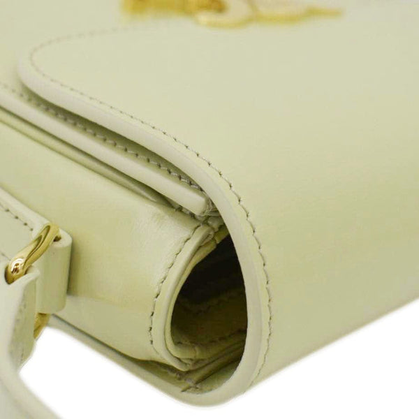 CELINE Teen Triomphe Leather Shoulder Bag Almond Green