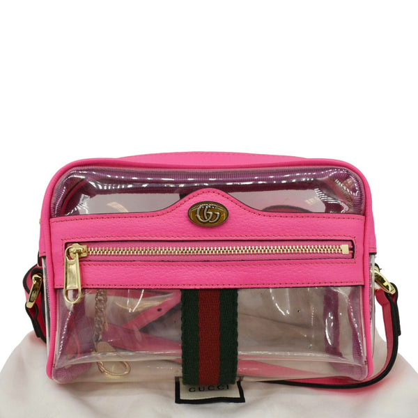 GUCCI Ophidia Mini GG Web PVC Shoulder Bag Fluorescent Fuchsia 517350