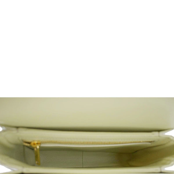 CELINE Teen Triomphe Leather Shoulder Bag Almond Green