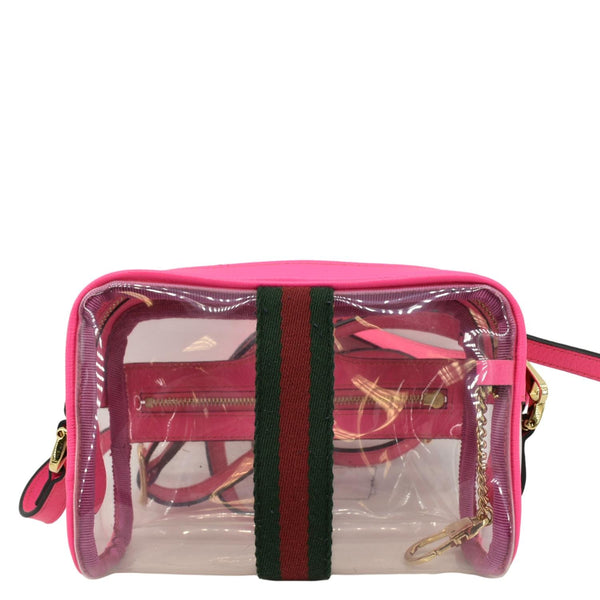 GUCCI Ophidia Mini GG Web PVC Shoulder Bag Fluorescent Fuchsia 517350