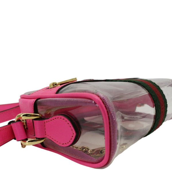 GUCCI Ophidia Mini GG Web PVC Shoulder Bag Fluorescent Fuchsia 517350
