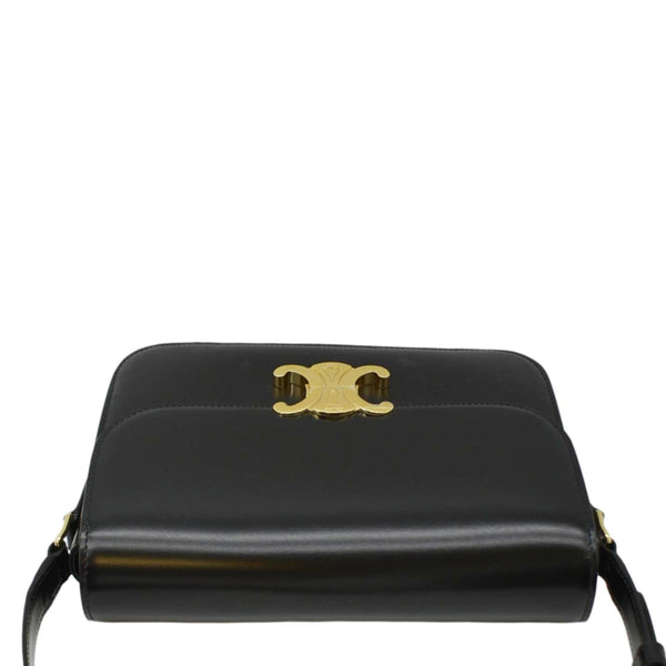 CELINE Classique Triomphe Medium Leather Shoulder Bag Black