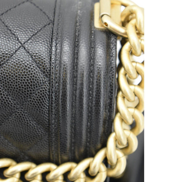 CHANEL Medium Boy Flap Caviar Quilted Leather Shoulder Bag Black