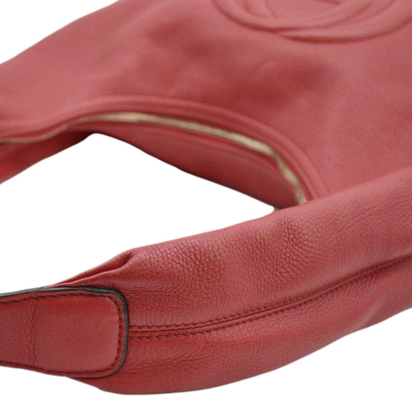 GUCCI Soho Pebbled Leather Hobo Shoulder Bag Red 282304