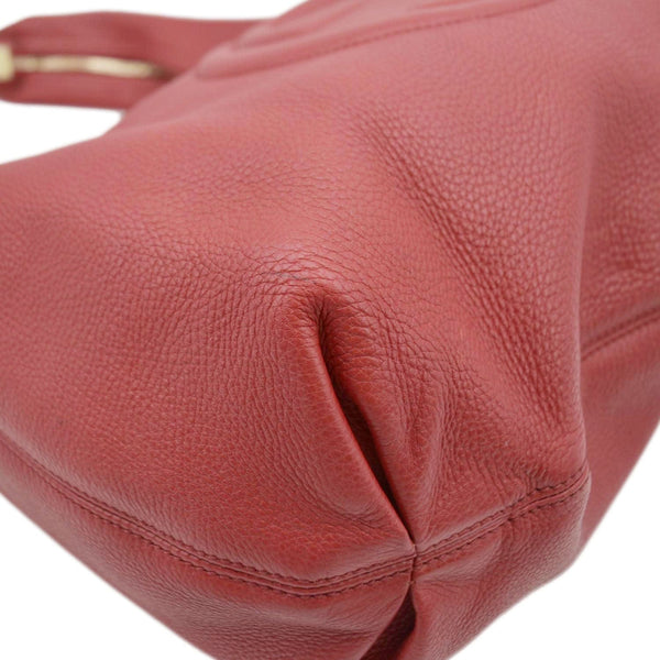 GUCCI Soho Pebbled Leather Hobo Shoulder Bag Red 282304