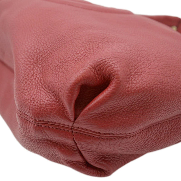 GUCCI Soho Pebbled Leather Hobo Shoulder Bag Red 282304