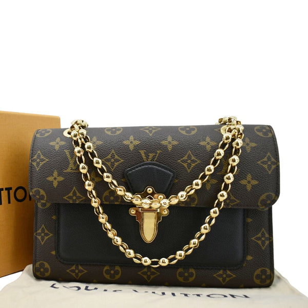 LOUIS VUITTON Victoire Monogram Canvas Crossbody Bag Black front side