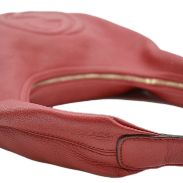 GUCCI Soho Pebbled Leather Hobo Shoulder Bag Red 282304