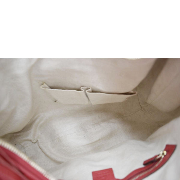 GUCCI Soho Pebbled Leather Hobo Shoulder Bag Red 282304