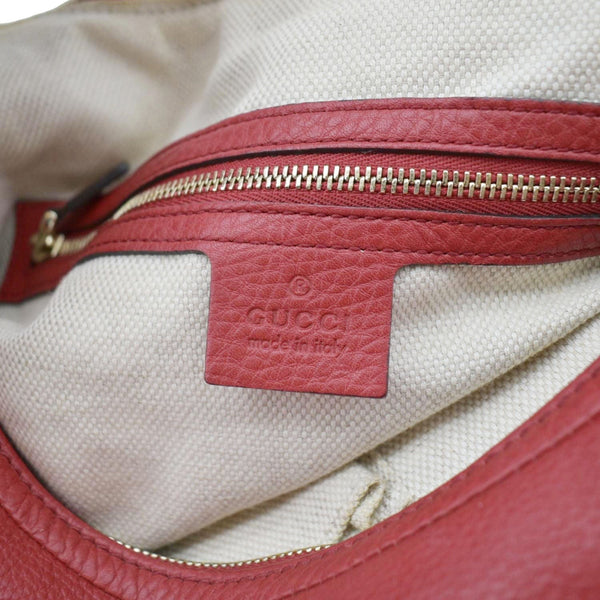 GUCCI Soho Pebbled Leather Hobo Shoulder Bag Red 282304