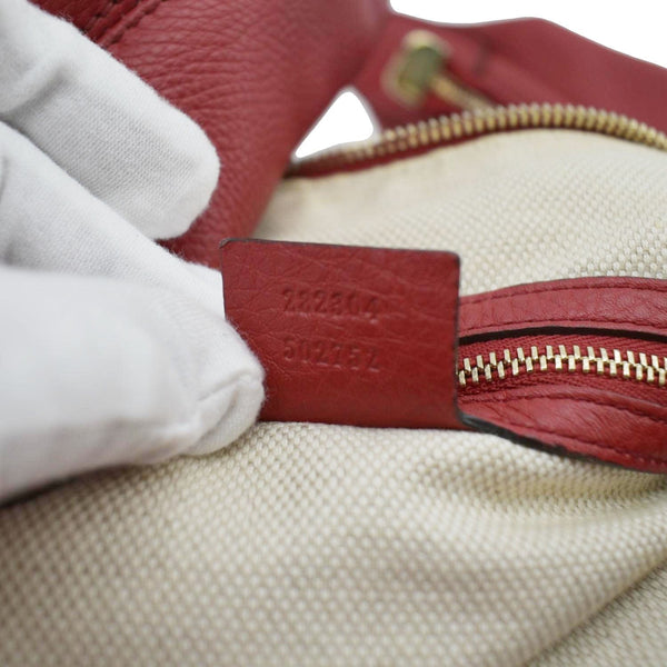 GUCCI Soho Pebbled Leather Hobo Shoulder Bag Red 282304