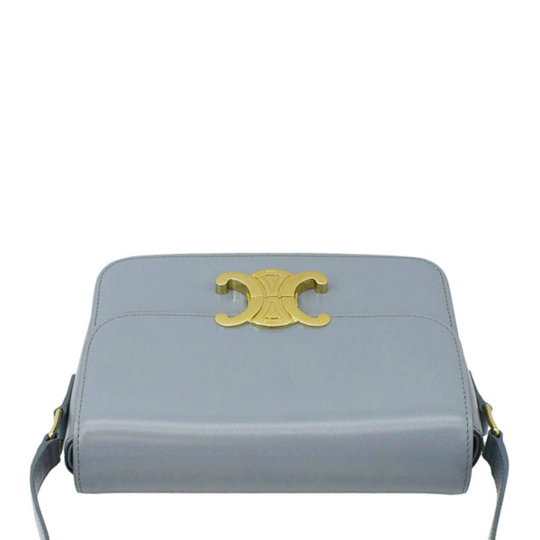 CELINE Teen Triomphe Leather Shoulder Bag Soft Pale Blue