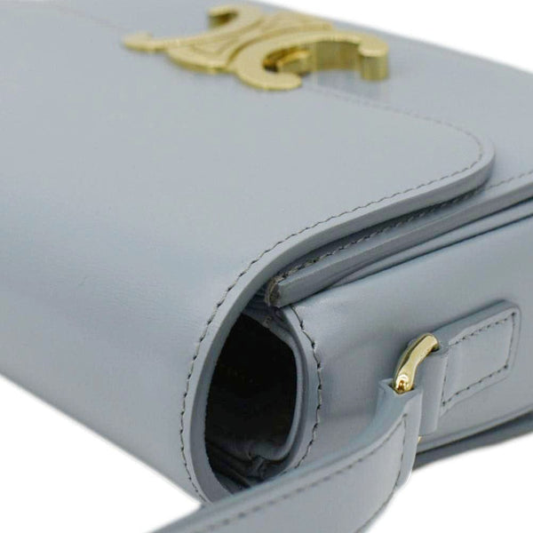CELINE Teen Triomphe Leather Shoulder Bag Soft Pale Blue