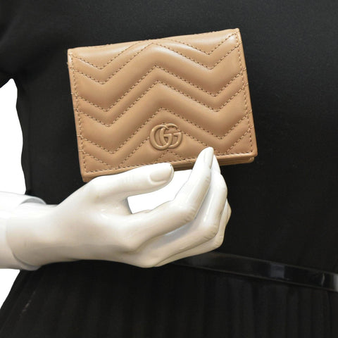 GUCCI Marmont GG Matelasse Leather Card Case Wallet Dusty Pink 466492