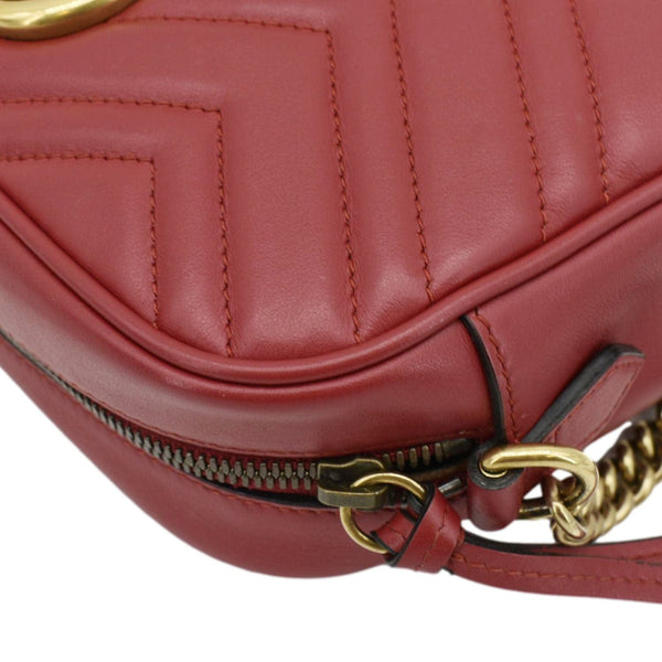 GUCCI GG Marmont Small Matelasse Chevron Leather Crossbody Camera Bag Red 447632