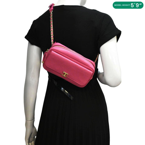 CHANEL Casual Trip Leather Waist Bag Pink